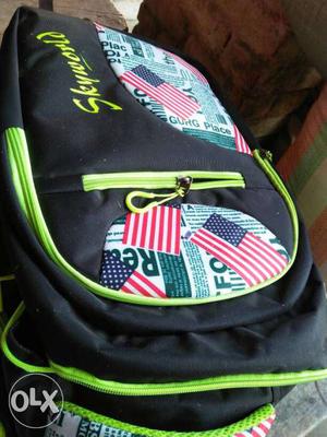 Green And Lackkk Backpack