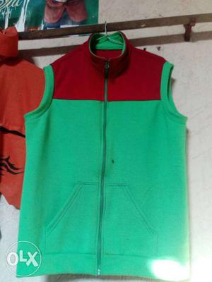 Green And Red Zip-up Vest