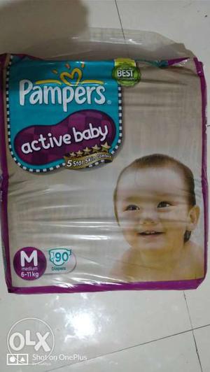 Pampers active baby pack of 90 diapers M size