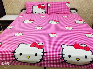 Pink And White Hello Kitty Bed Linen
