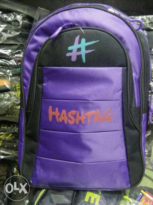 Purple And Black Hashtag Backpack