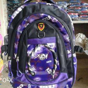 Purple And Black Leather Backpack