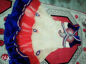 Red, Blue, And White Traditional Dress