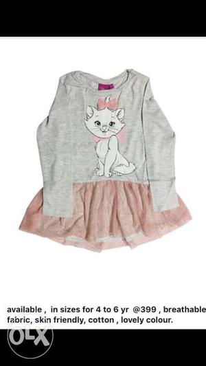 Sreca girl frock full sleeves the balle frock with kitty is