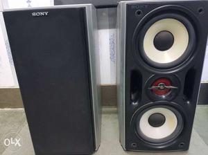 Two Black Sony PA Speakers