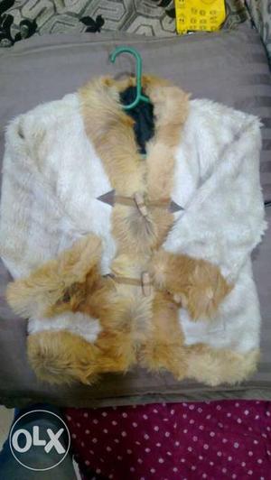 White And Brown Fur Duffle Coat