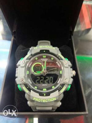 Gray And Green Casio G-Shock Watch With Box