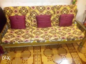 3 sitter sofa plus 2 chairs...wooden material in good