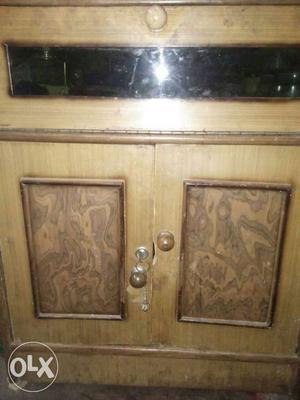 Beige Wooden Two-door Cabinet With Drawer