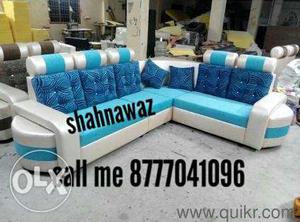 Blue padded sofa set