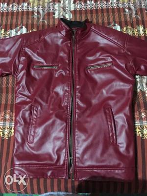 Brand new Maroon Leather Zip-up Jacket price negotiable