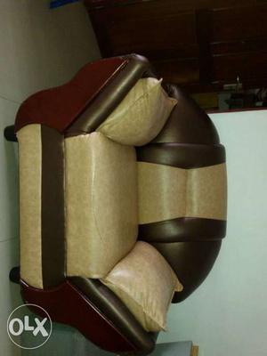 Brown And Grey Leather Sofa Chair