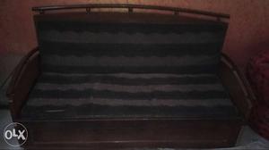 Brown Wooden-framed Stripe Padded Bench