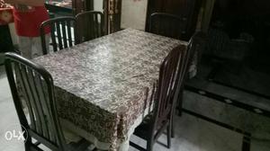 Dining Table Set With Gray Tablecloth