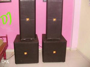 Four Black Wooden Framed Shelf Speakers