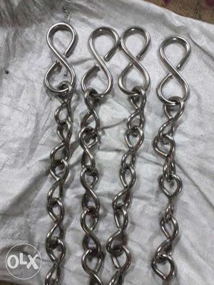 Four Gray Metal Chain Link Straps