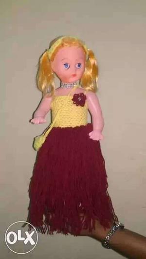 Girl In Yellow And Red Dress Doll