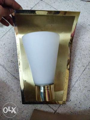 Gold-colored Base White Lamp