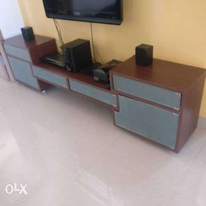 Gray And Brown Wooden TV Stand