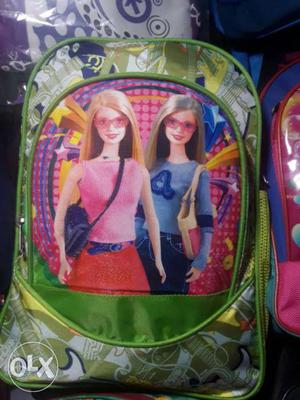 Green And Pink Barbie-printed Backpack