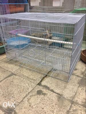 Large Stainless Steel Bird Cage with 2 bowls