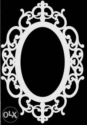 Oval White Mirror Frame Graphics Art
