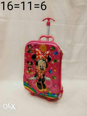 Pink And Yellow Minnie Mouse Backpack Trolley