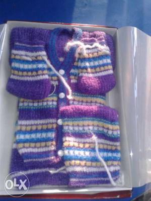 Purple And Multicolored Knit Shirt With Box