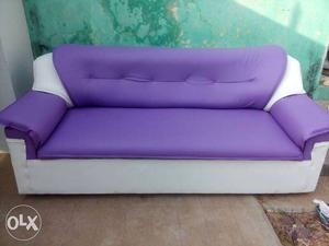 Purple And White Leather Sofa
