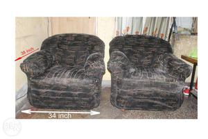 Two Black Suede Sofa Chairs