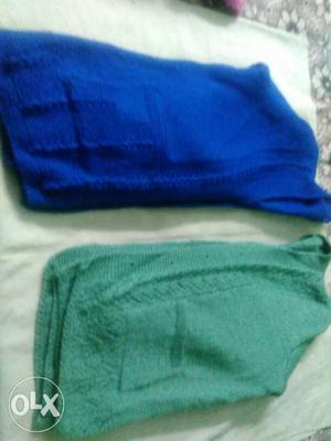 Two Blue And Green Knit Shirts