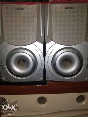 Two Gray-and-black Philips Speakers