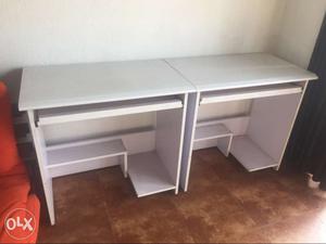 Two White Wooden Computer Desks