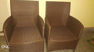Two Wicker Brown Armchairs
