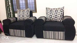 White-and-black Suede Stripe Sofa Chairs