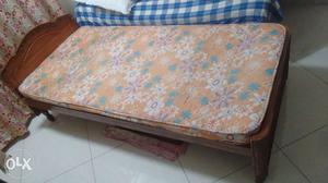 Wooden single bed plus mattress for sale