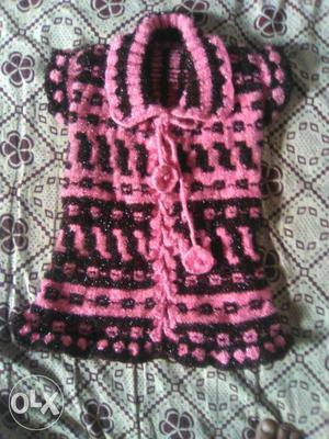 Baby's Pink And Black Knitted Shirt