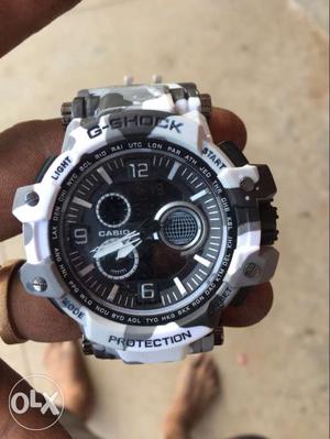 Black And White Casio G-shock Digital Chronograph Watch