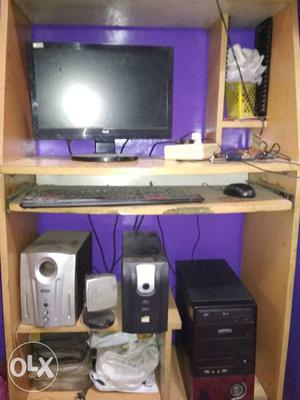Black Computer Tower, Computer TFT, Keyboard, And Mouse And
