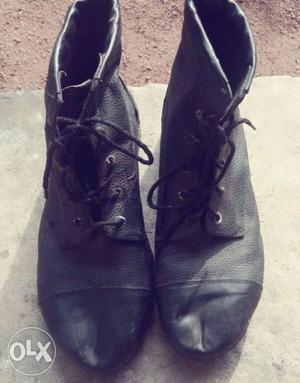 Black Leather Boots Pair Of