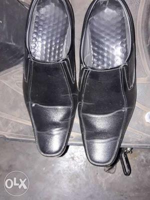 Black Leather Slip-on Shoes