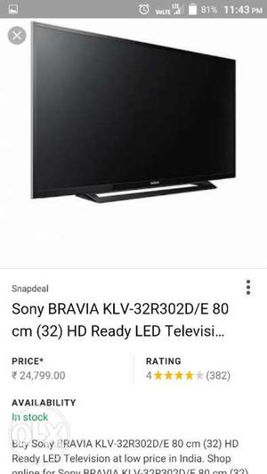 Black Sony Bravia KLV-32R302D/E 80cm Screenshot