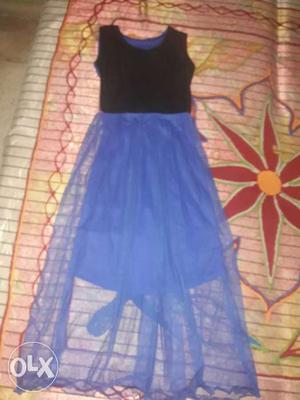 Black velvet blue net gown..partywear