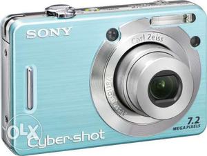 Blue And Silver-colored Sony Cyber-Shot Compact Camera