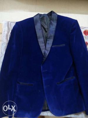 Blue Notch Lapel Suit Jacket