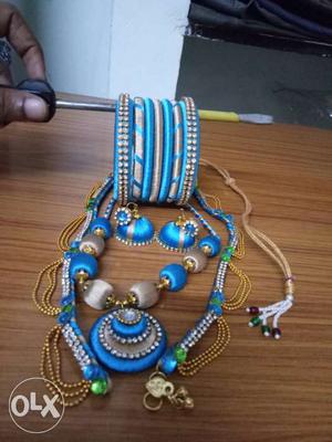 Blue Silk Thread Bangle Bracelets
