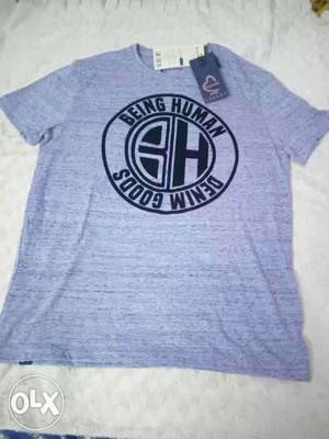 Grey Being Human Denim Goods Crew-neck T-shirt