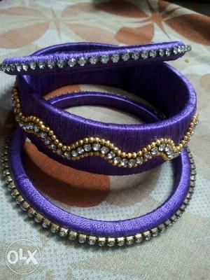 Hand made violet silk thread bangle