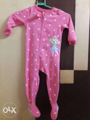 Imported London Baby's Pink And White Footie Pajama till 18