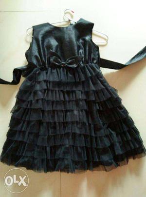 Juniors brand Black frill Silk Party frock age 7 to 8 yeras